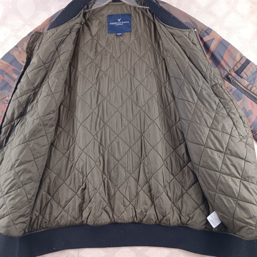 American Eagle Outfitters Camo Bomber Jacket Mens XL Lightweight Zip Front *Read - Picture 9 of 10